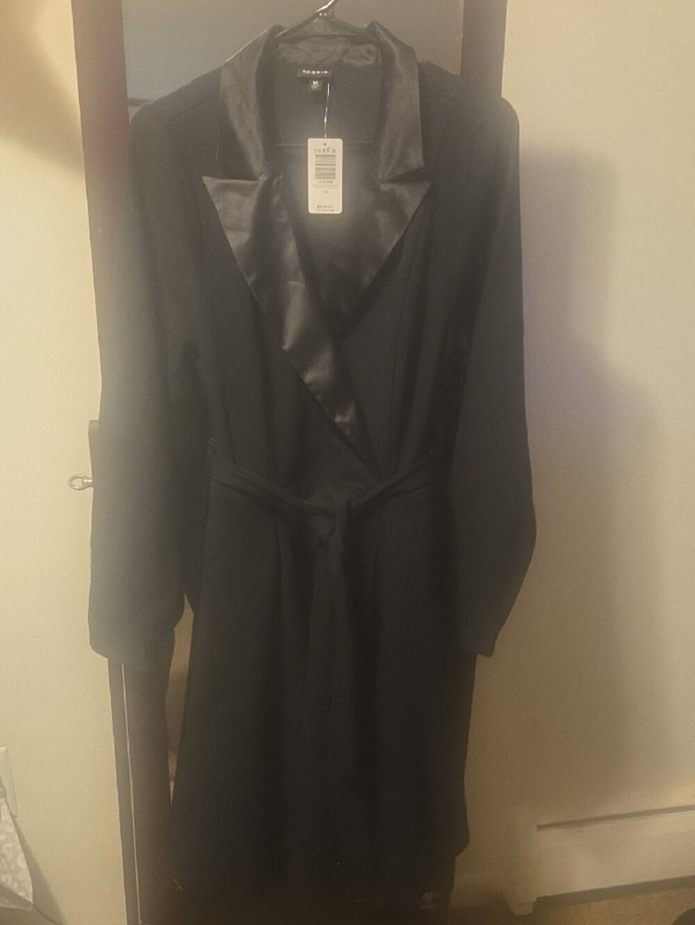 torrid Black Wrap Trench Coat with Satin Lapel - Picture 2 of 2